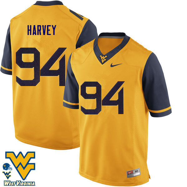 NCAA Men's Jalen Harvey West Virginia Mountaineers Gold #94 Nike Stitched Football College Authentic Jersey SB23S31YU